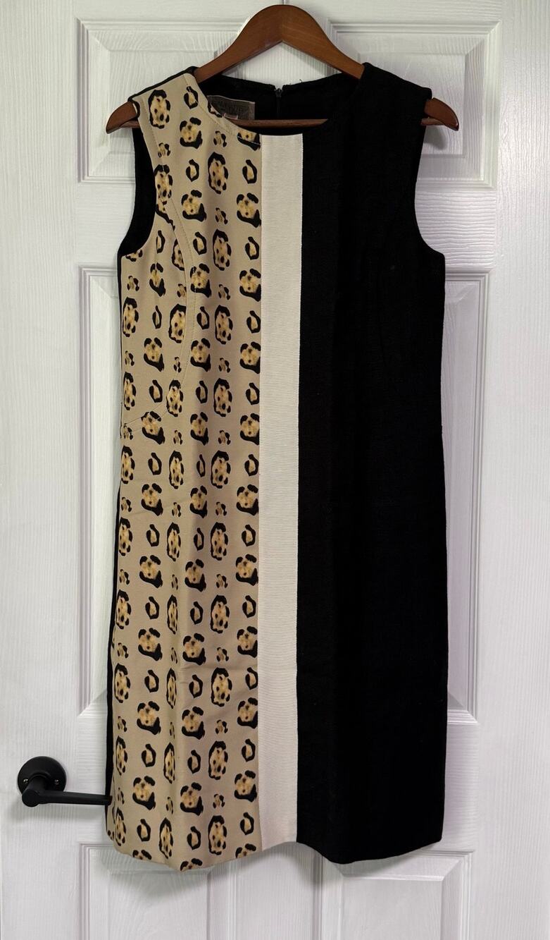 Giambattista Valli Paris Women's Linen Silk Color Block Sheath Dress Size 44